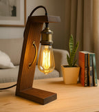 Retro Style Table Wooden Lamp with Nickel Holder