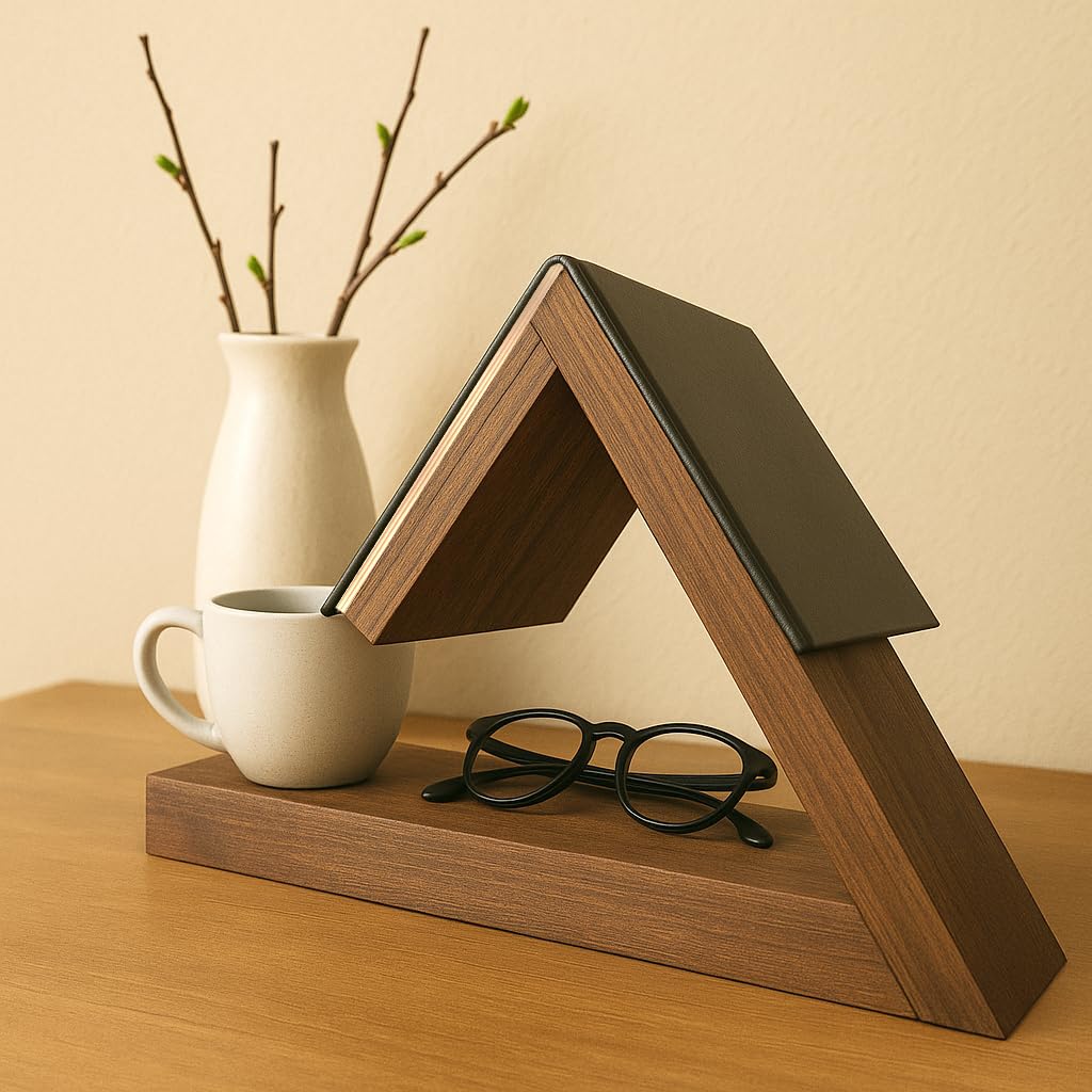 Book Stand with Base Shelf, Triangular Design